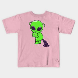 Cute Alien Pooping Space Cartoon Kids T-Shirt